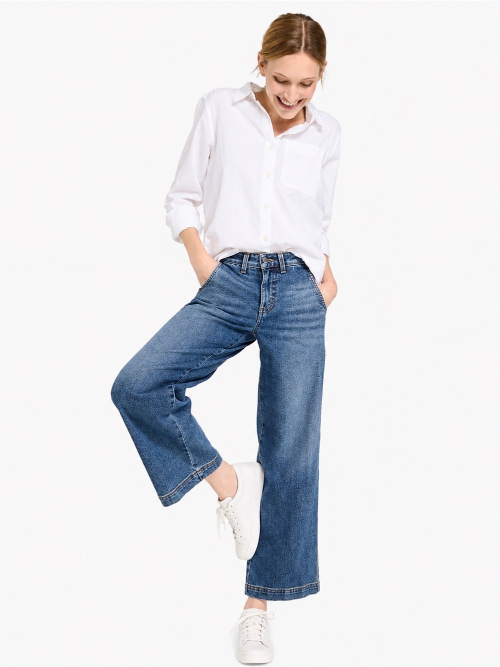 L.L. Bean Classic Fit Wide-Leg Jeans — Blue